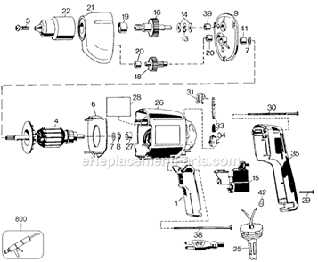 Page A Diagram and Parts List for 7191 Type 1 Black and Decker Electric Drill